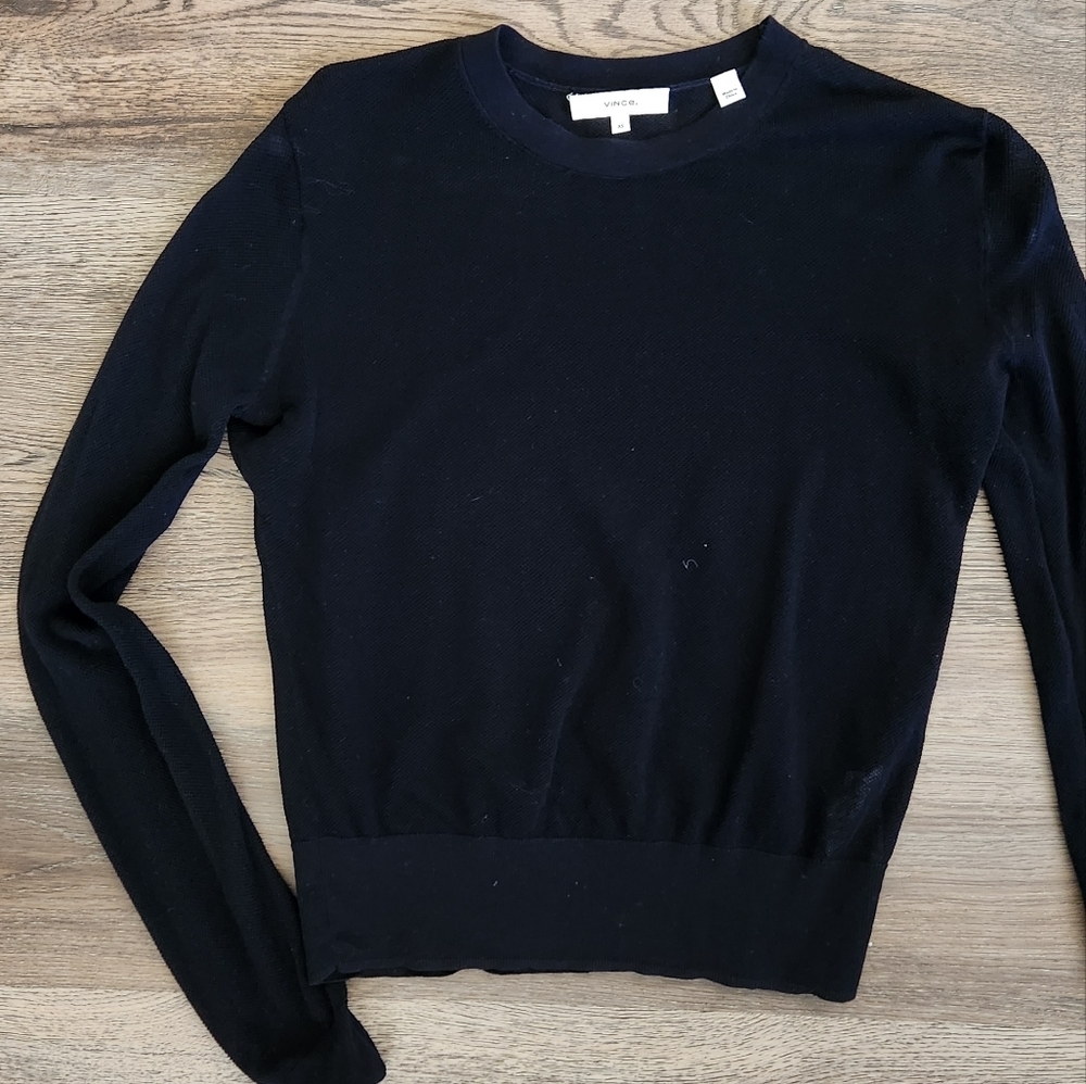 Vince Black Crewneck Long-Sleeve Top